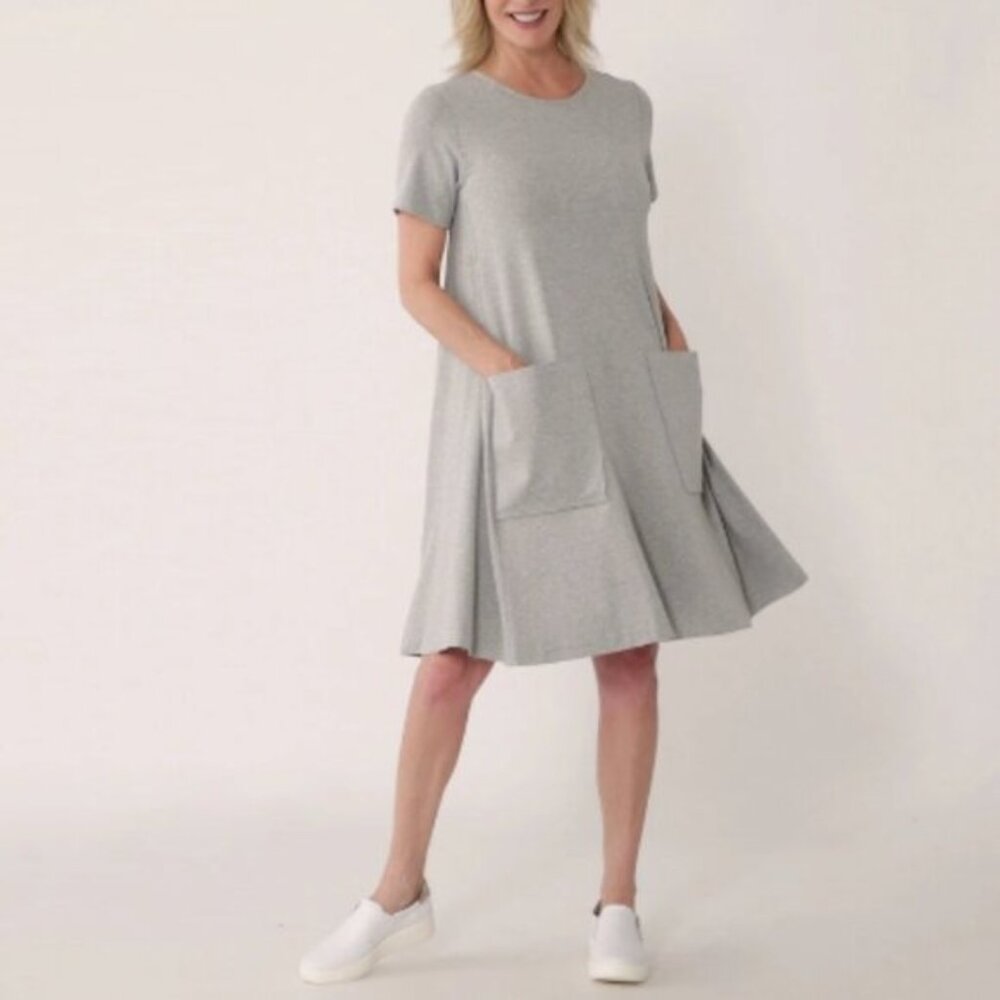 New Brian Bailey Grey A-line Relaxed Fit Patch Pocket Dress Size XXL bin 4J